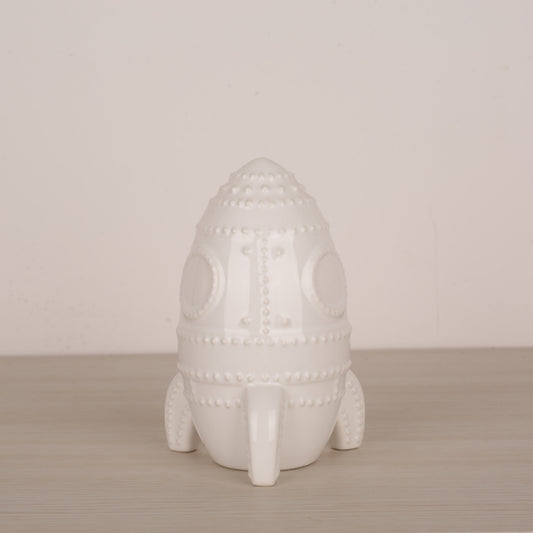 White Ceramic Rocket Decorative Showpiece