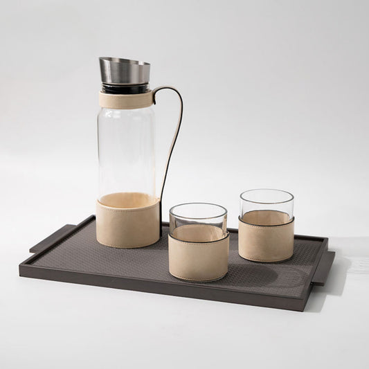 Leather Water Jug With Set of 2 Cups