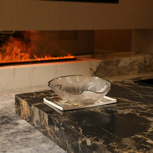 Modern Silver Rim Fruit Bowl