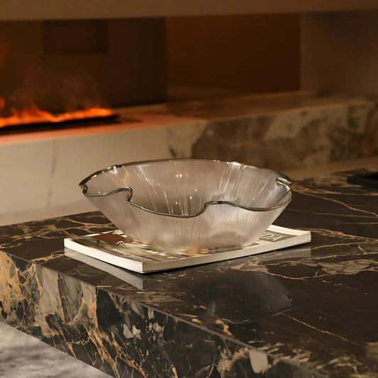 Modern Silver Rim Fruit Bowl