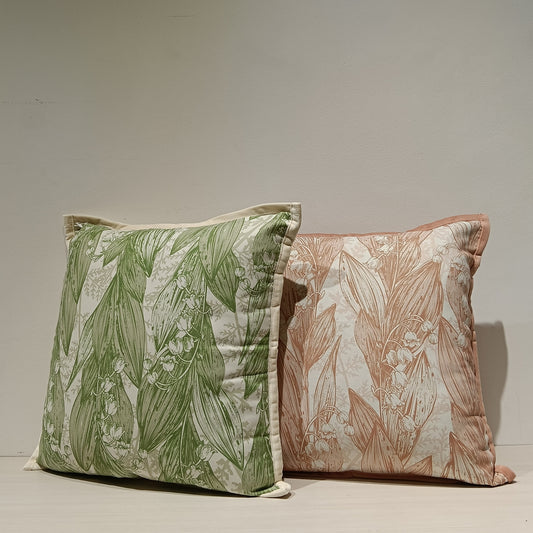 Leaves Print Cushion Cover, Backside In Plain