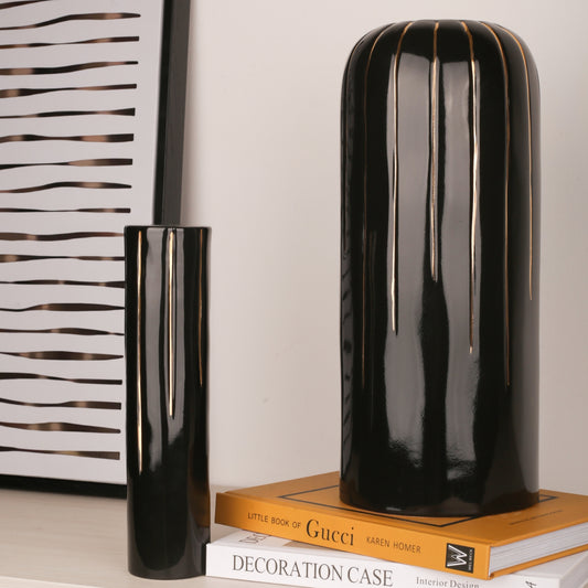 Golden Line Black Ceramic Vase