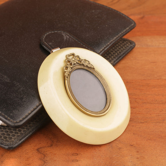 Yellow Wooden Mini Round Photo Frame