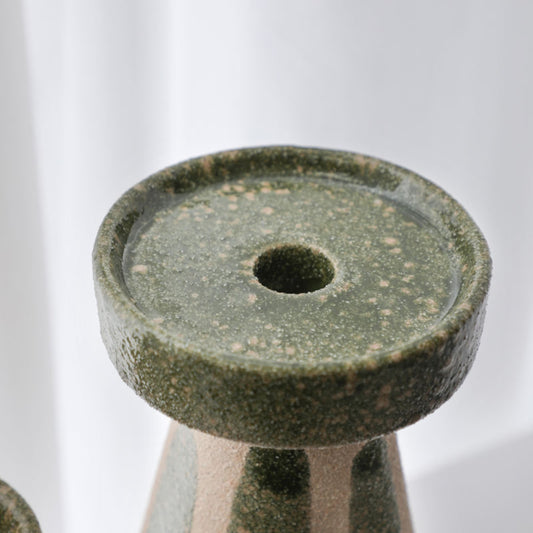 Green Hand-painted Torch Candle Holder