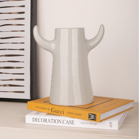 Handmade Ceramic Horn Shape Tabletop Vase