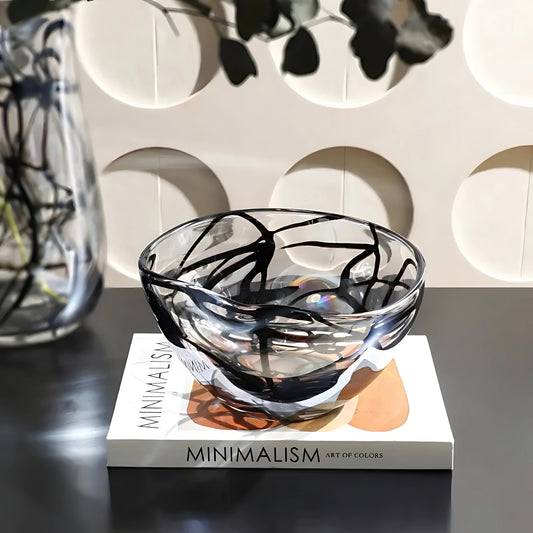 Abstract Black Line Bowl