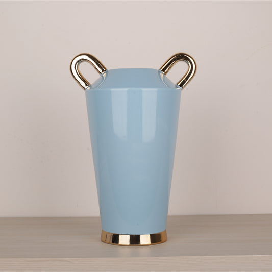 Handmade Blue Ceramic Side Handle Flower Vases