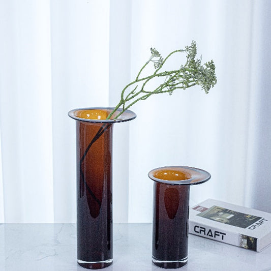 Cylinder Hand Blown Tall Tabletop Glass Vase