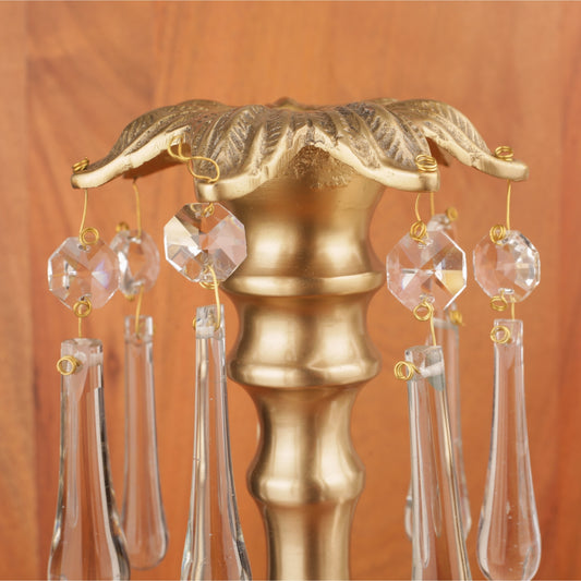 Crystal Art Hang Brass Carve Candle Stand