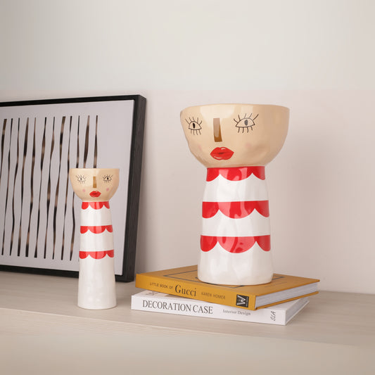 Red Face Ceramic Candle Holder