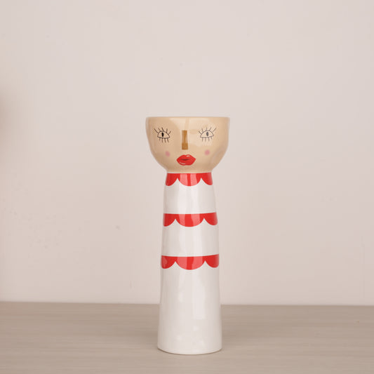 Red Face Ceramic Candle Holder
