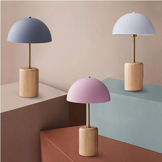 Mushroom Shade Wooden Base Decorative Table Lamp