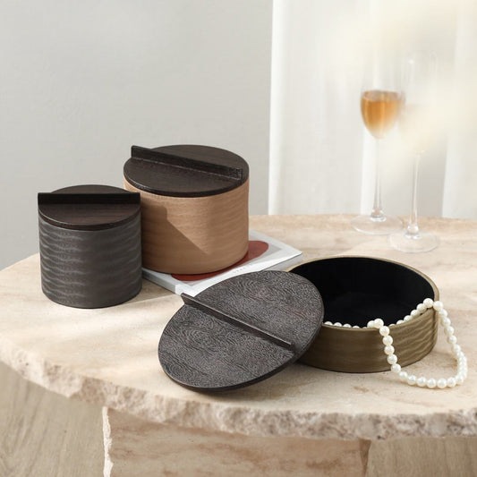 Wooden Leather Jewelry Storage Box