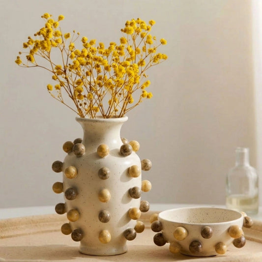 Retro Round Bead Handmade Ceramic Vase