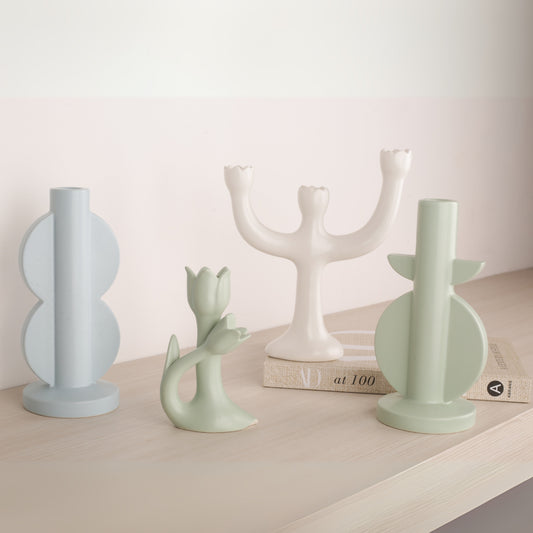 White Ceramic Flower Shape Candle Holder