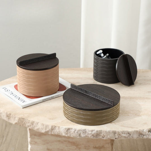 Wooden Leather Jewelry Storage Box