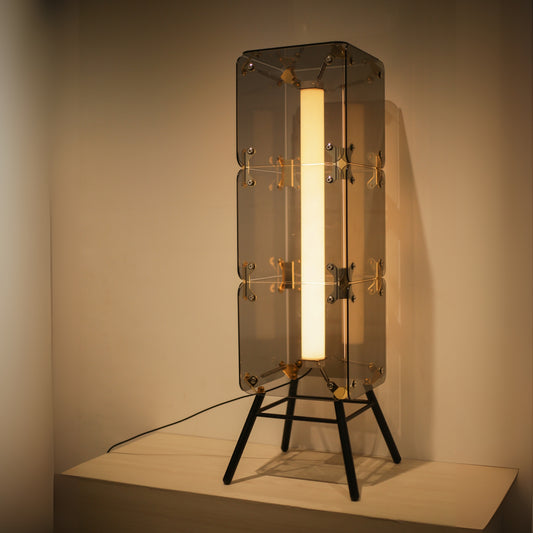Smokey Glass Rectangle LED Floor Lamp
