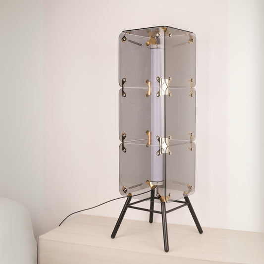 Smokey Glass Rectangle LED Floor Lamp
