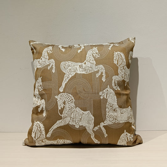 Jacquard Horse Print Cushion Cover, Backside In Plain