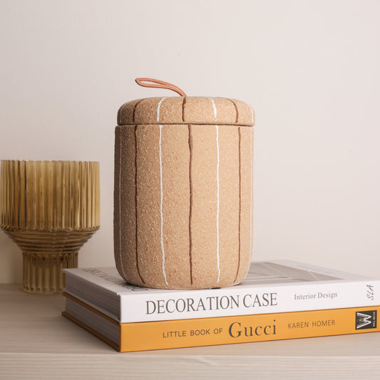 Brown Sand Decorative Jar with Lid