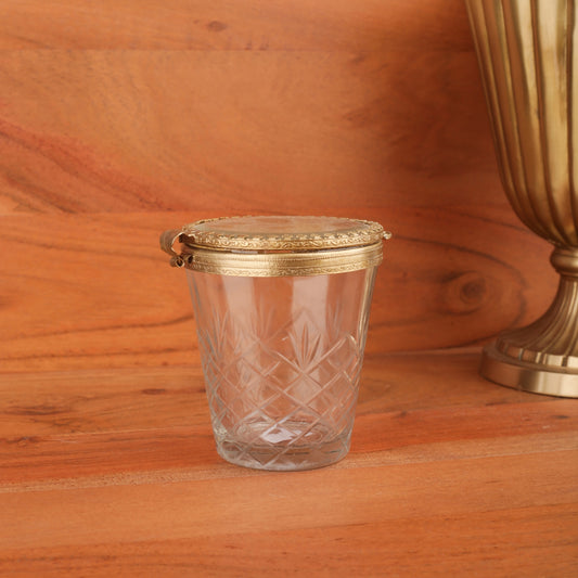Brass Carved Border Glass Jar