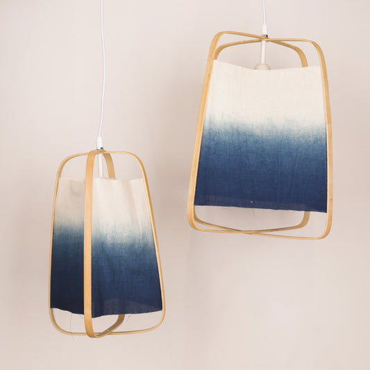 Bamboo Pendant Light Blue Shade (Big, Small)