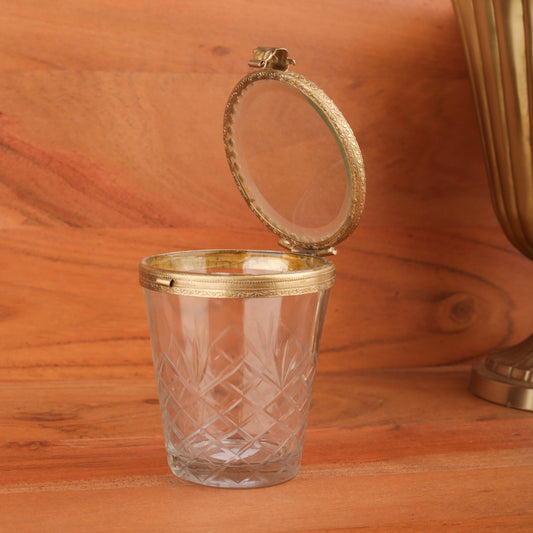 Brass Carved Border Glass Jar