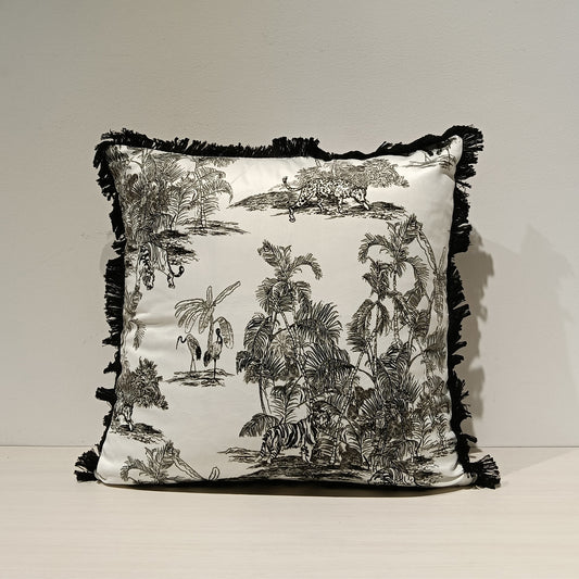 Jacquard B/W Cushion Cover, Backside In Plain