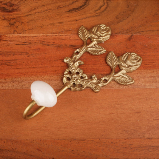 Brass Rose Carved 1 Hook Wall Hang