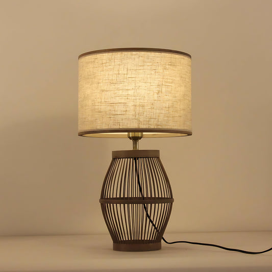 Jute Shade Black Base Table Lamp