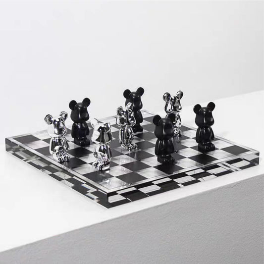 Bear-Shaped Square Chessboard Decorative Ornament
