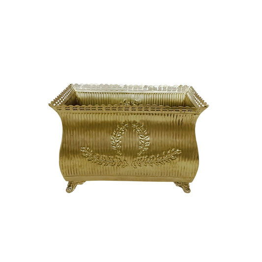 Brass Finish Carved Design Planter (Big, Small)