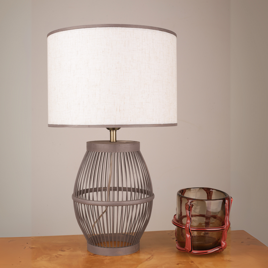 Jute Shade Black Base Table Lamp