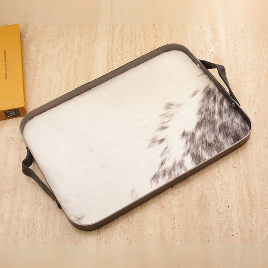 Horse Hair Tray with Metal Frame Leather Handle