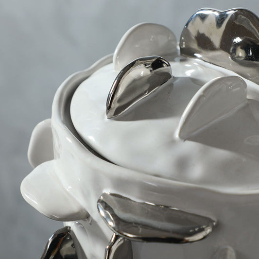 Silver Fin Decorative Jar with Lid