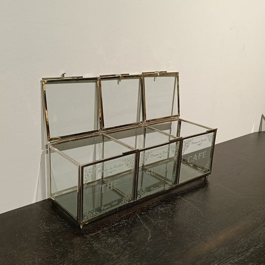 Silver Metal Frame 3 Slot Glass Box