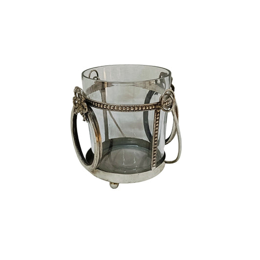 Silver Carved Handle Glass Candle Stand