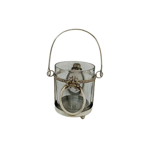 Silver Carved Handle Glass Candle Stand