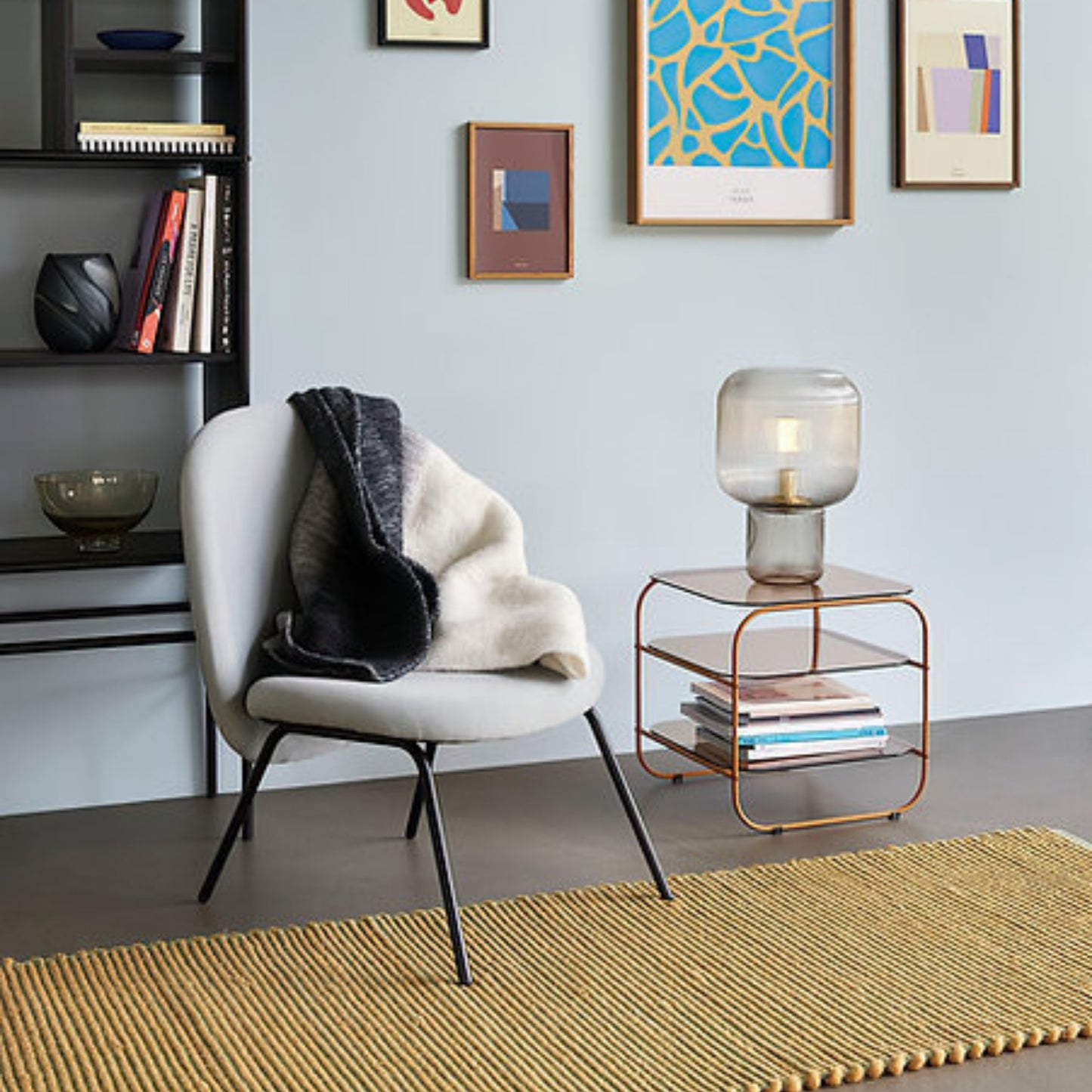 Ribbed Design Smoky Glass Table Lamp