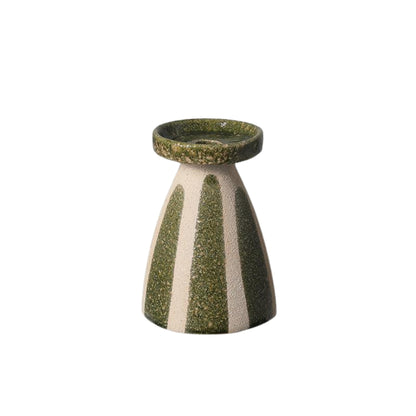 Green Hand-painted Torch Candle Holder