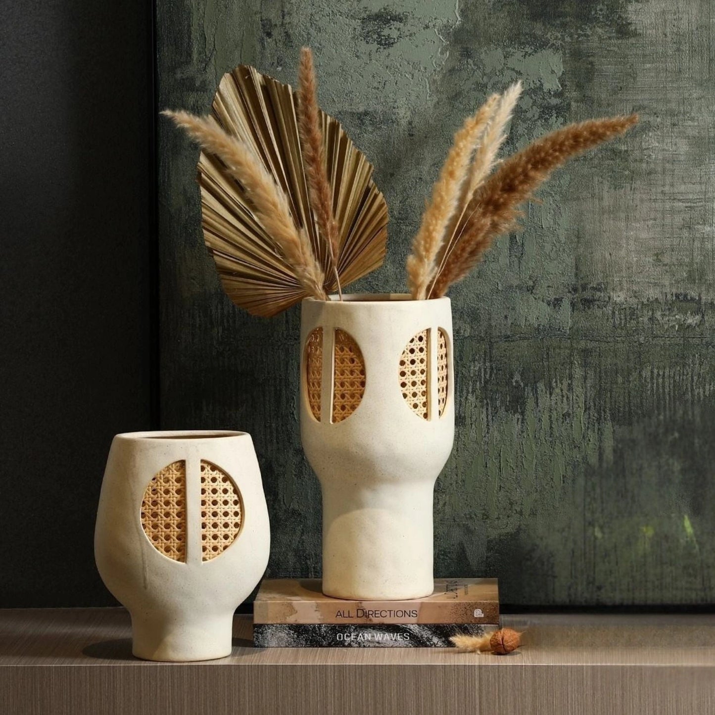Rattan Decorative Ceramic Flower Vase