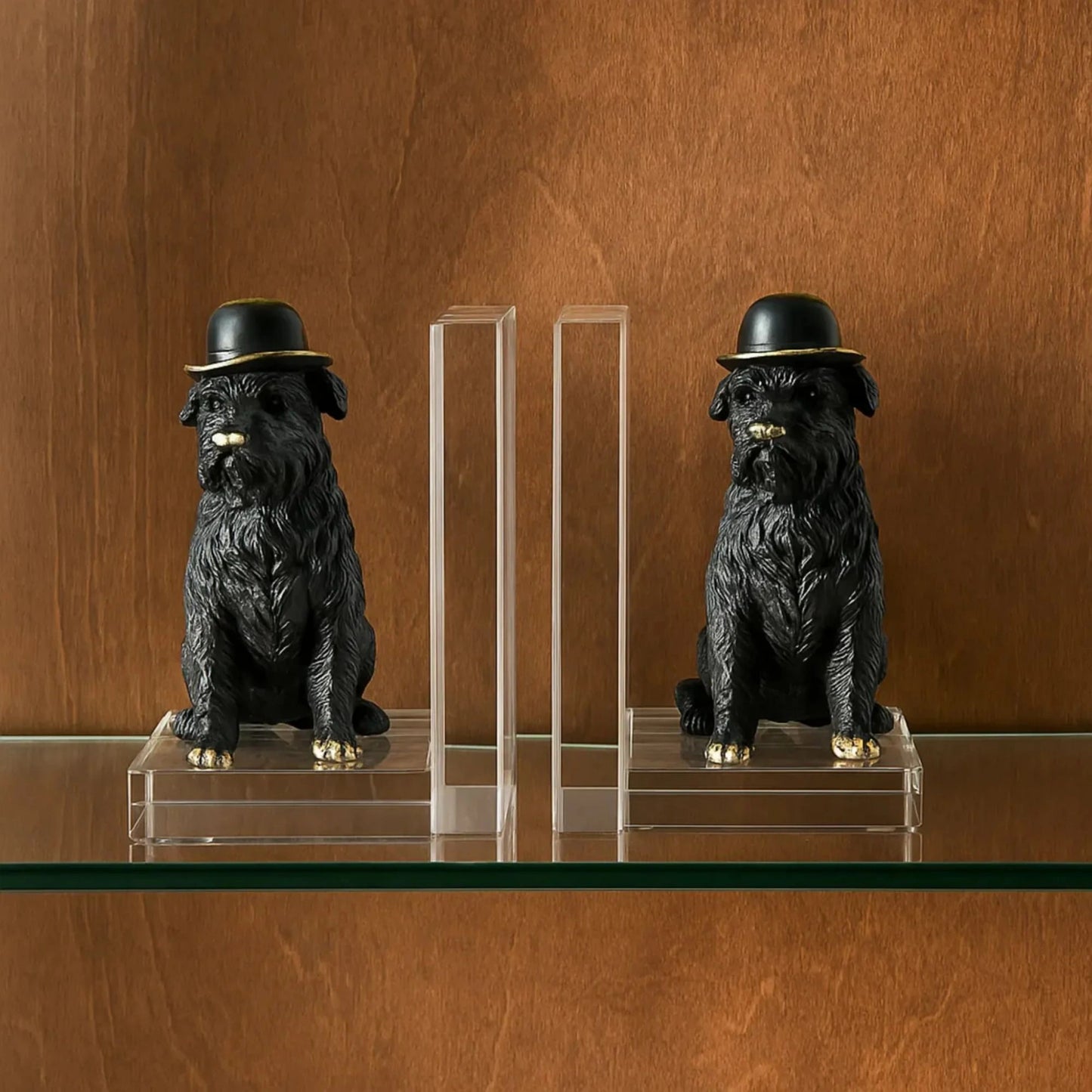 Black Dog Figurine Resin Bookends