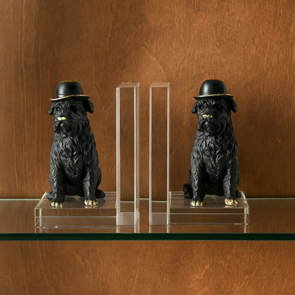 Black Dog Figurine Resin Bookends