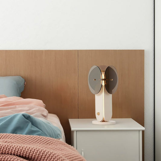 Smoke Grey Circular Glass Tripod Shape Table Lamp