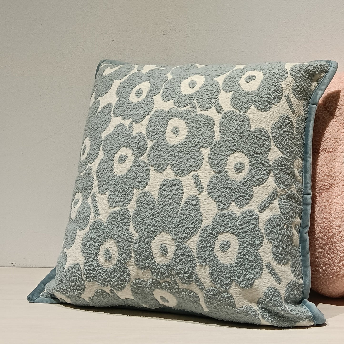 Jacquard Blue Cushion Cover, Backside In Plain