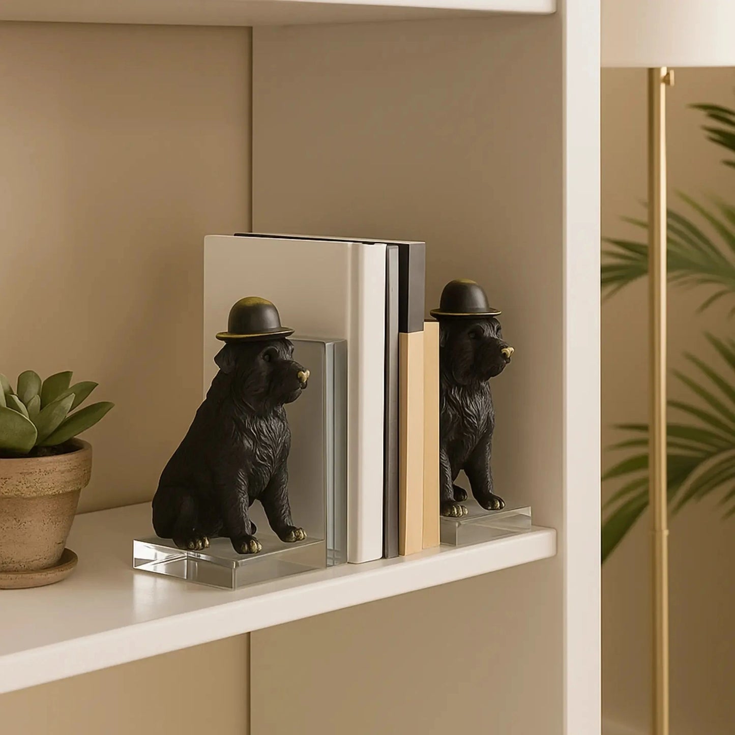 Black Dog Figurine Resin Bookends