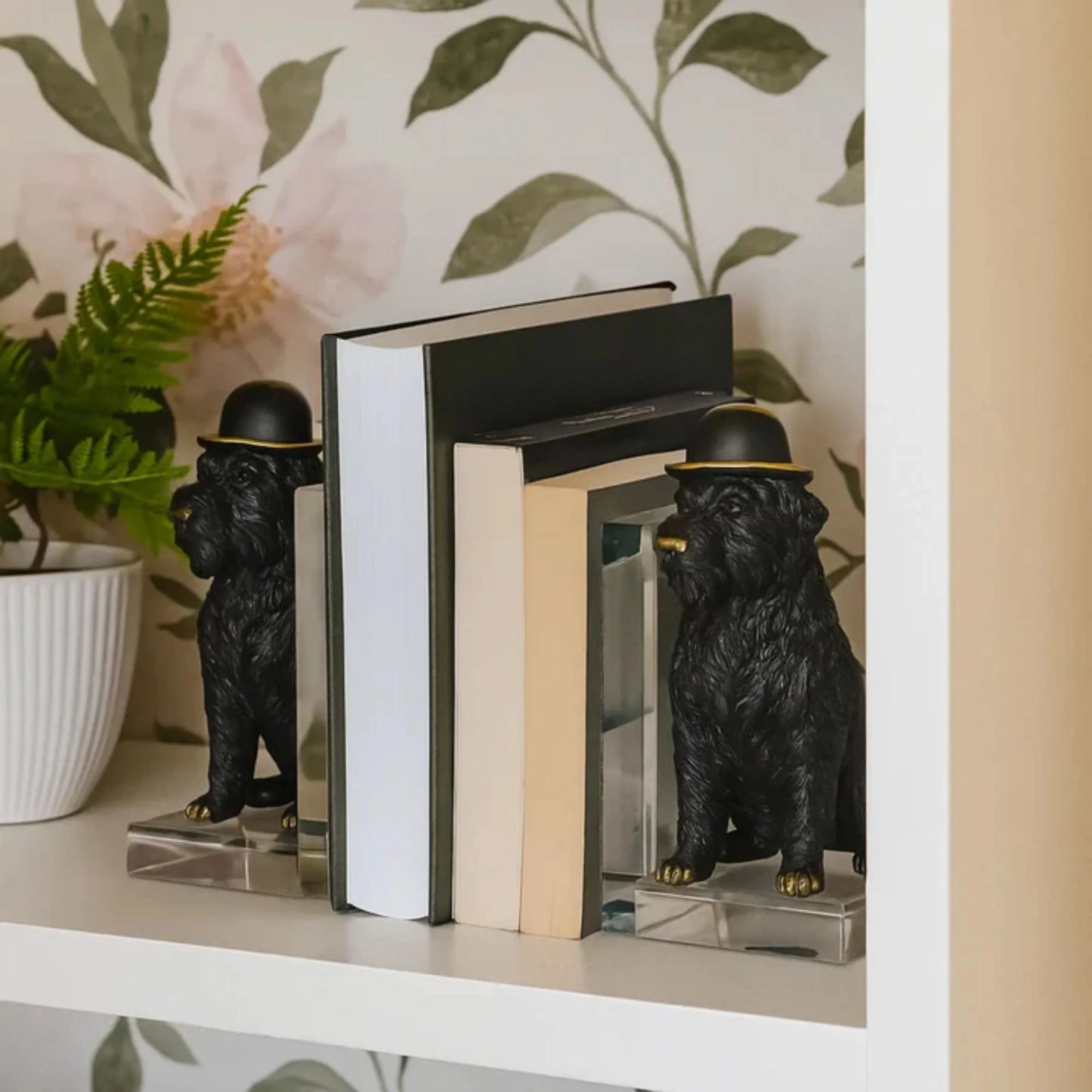 Black Dog Figurine Resin Bookends