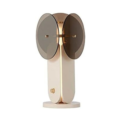 Smoke Grey Circular Glass Tripod Shape Table Lamp
