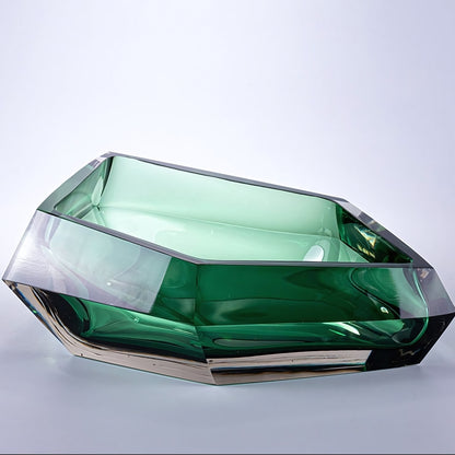 Crystal Hand-Blown Gem Shape Glass Vase