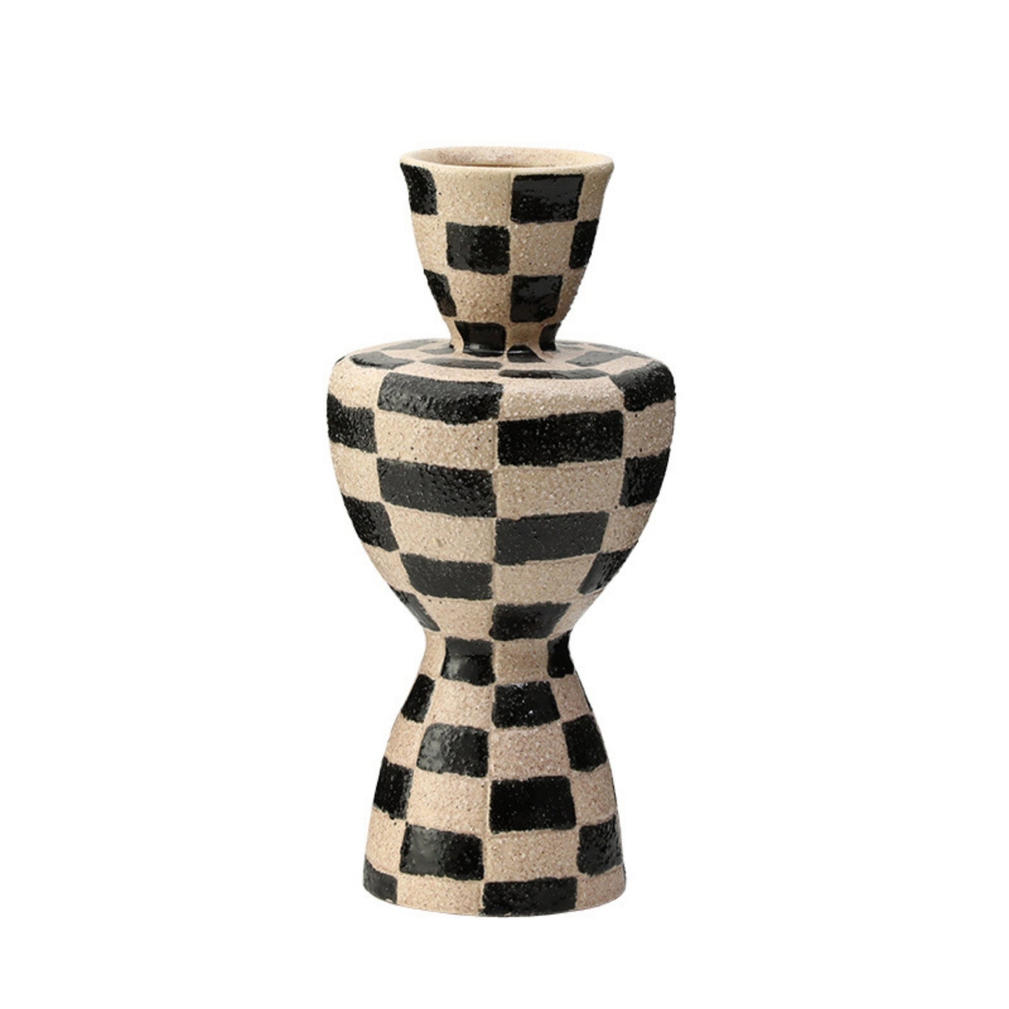 Black Plaid Sand Flower Vase